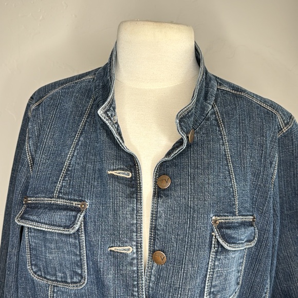 Venezia  Denim Jacket mock neck. Size 18/20 - Picture 2 of 10
